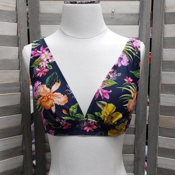 Women's Tropical Print Longline Bikini Top | Kona Sol | Large (12/14) - Picture 1 of 11